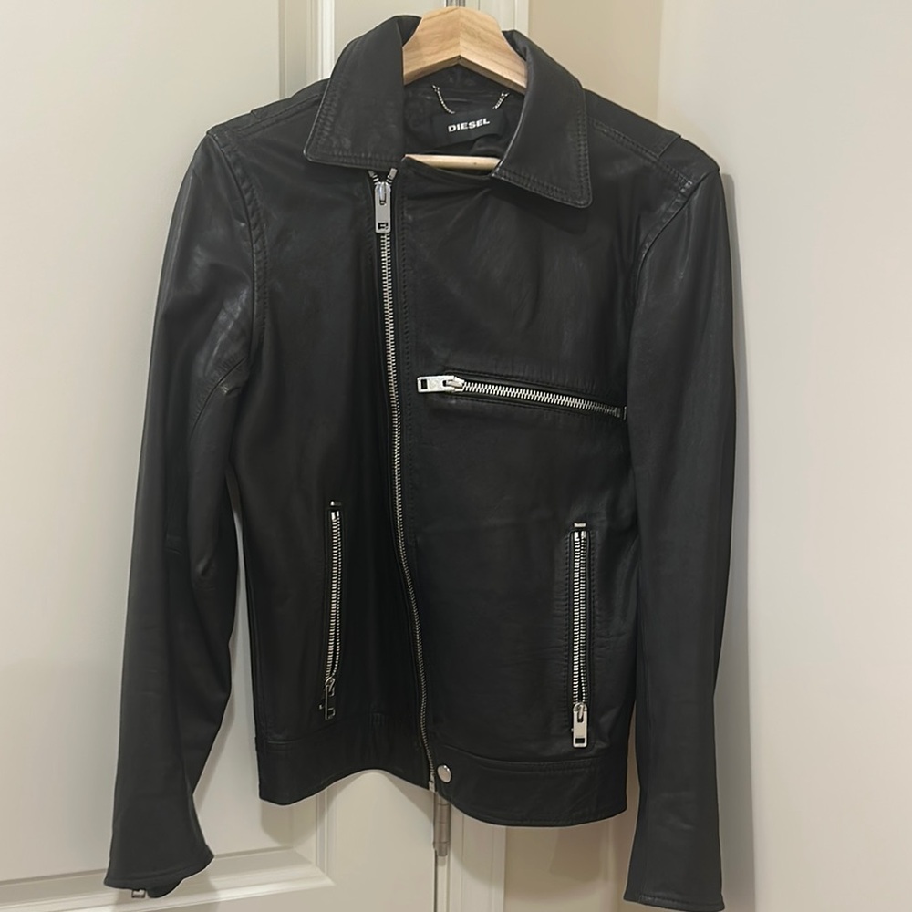 Diesel Black Leather Jacket for Men
